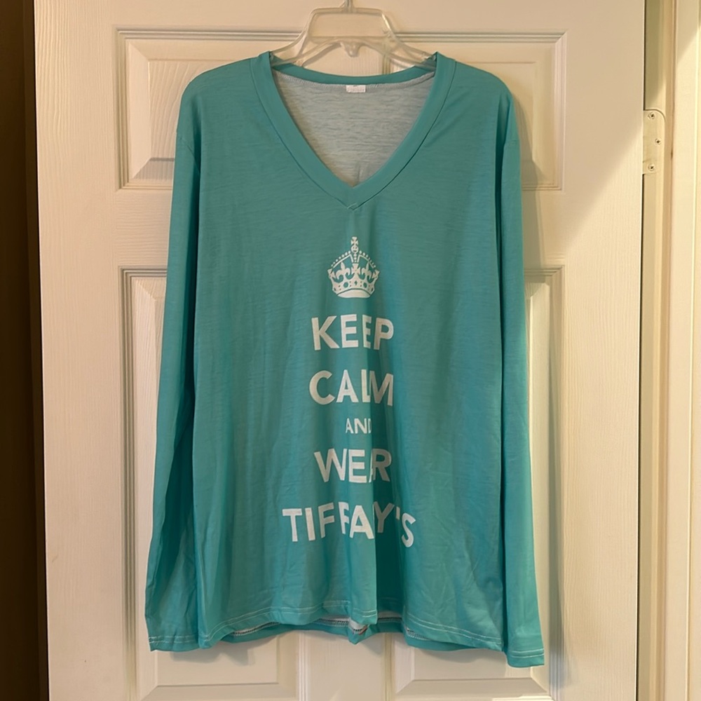 Keep calm and wear Tiffany’s long sleeve blue shirt